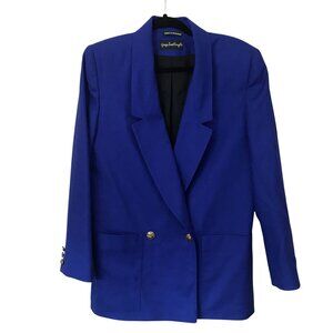 Vintage Giorgio Sant'angelo Royal Blue Double-Breasted Long Wool Blazer Size 8